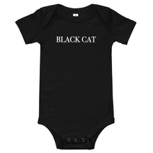 Load image into Gallery viewer, BLACK CAT | White ink baby short sleeve one piece