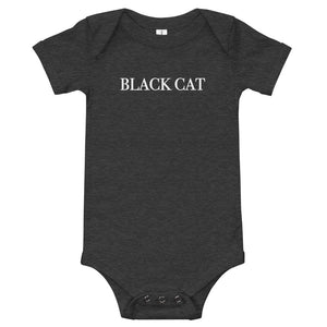 BLACK CAT | White ink baby short sleeve one piece
