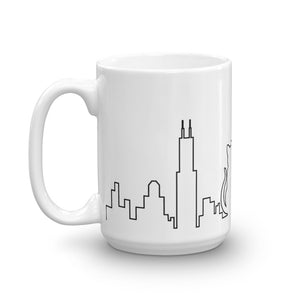 Chicago Black Cat Skyline Outline Mug | 15oz