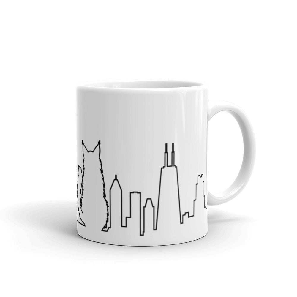 Chicago Black Cat Skyline Outline Mug | 11oz