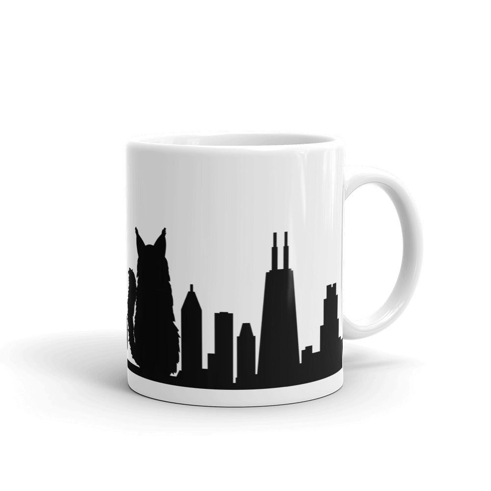 Chicago Black Cat Skyline Solid Mug | 11oz