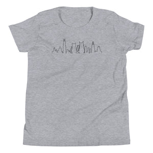 Chicago Black Cat Skyline Outline | Youth T-Shirt