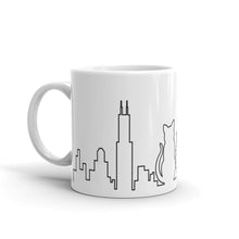 Load image into Gallery viewer, Chicago Black Cat Skyline Outline Mug | 11oz