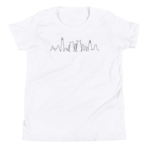 Chicago Black Cat Skyline Outline | Youth T-Shirt